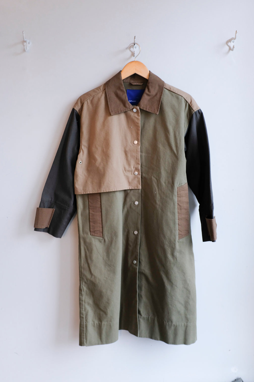 Selfhood - Block Trench Coat - Army - Front
