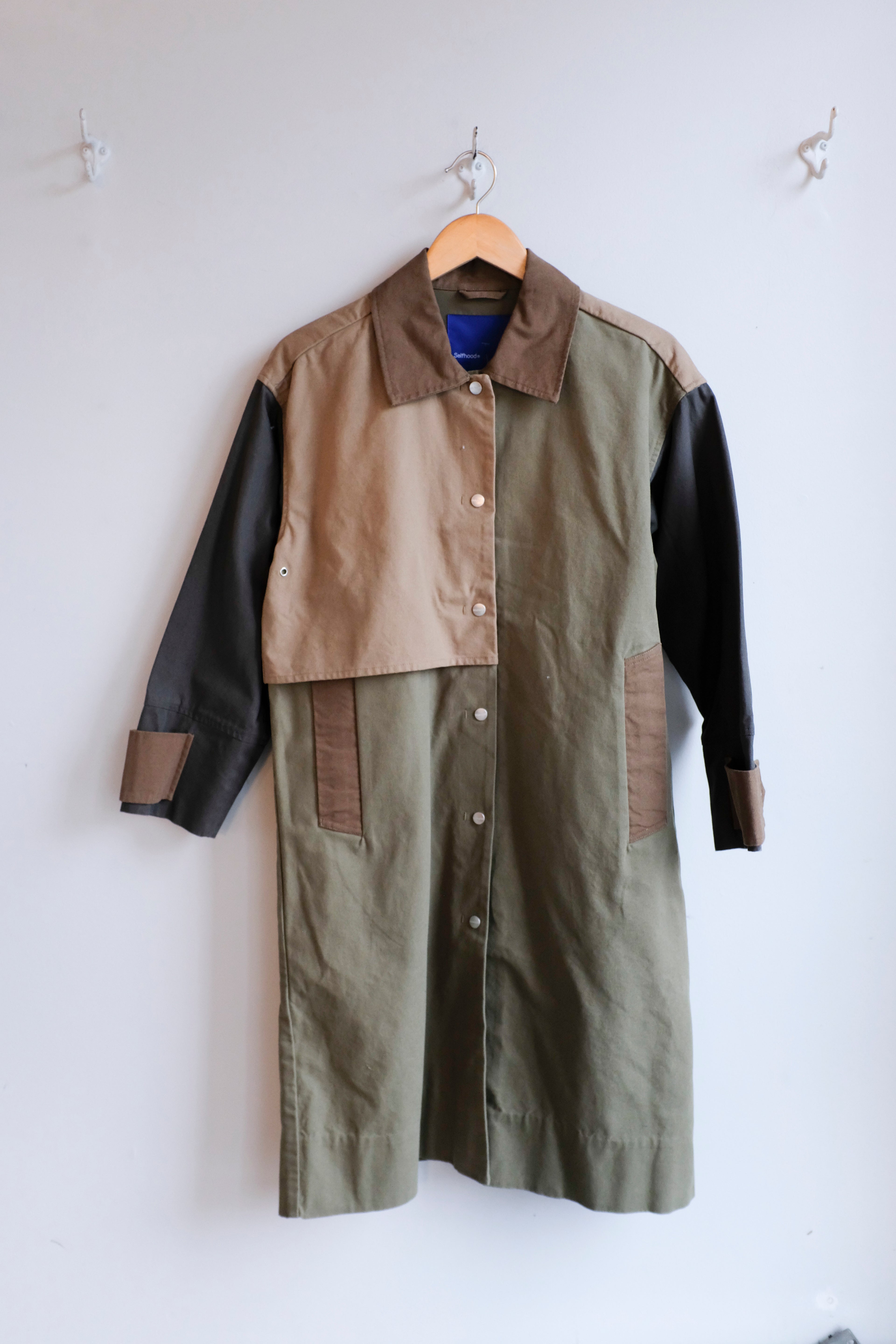 Selfhood - Block Trench Coat - Army - Front

