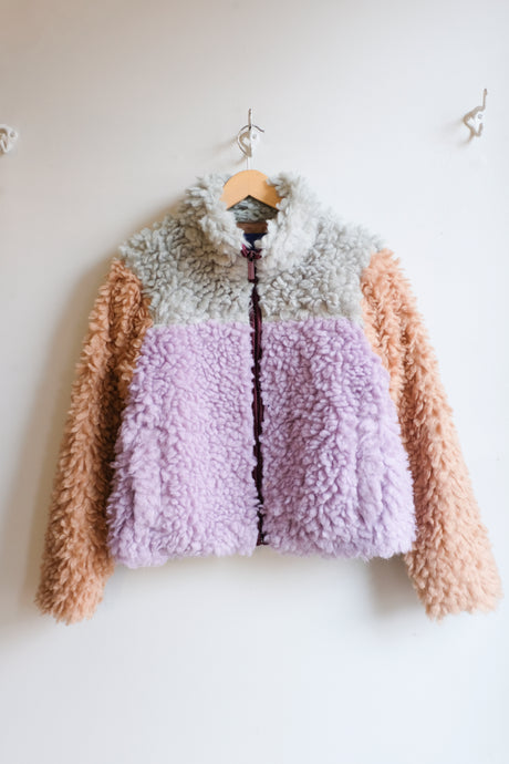 Selfhood - Chunky Block Teddy Jacket - Mint - flat front