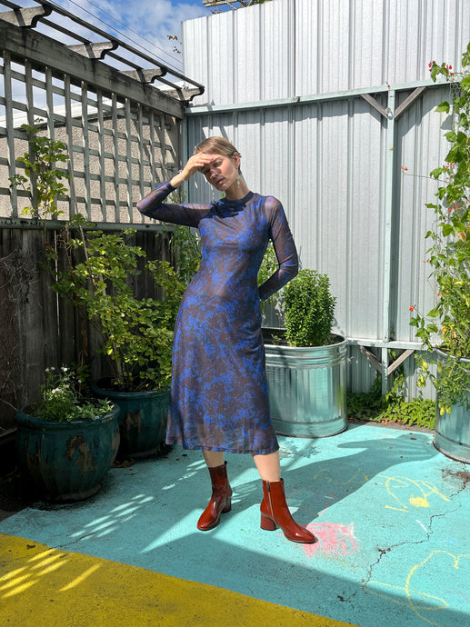No.6 - Alix Dress - Mesh Violet Camellia - front