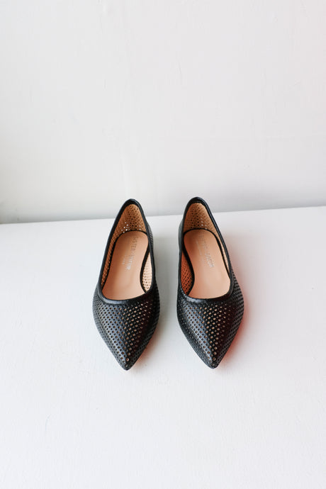 Sister x Soeur - Bowie Ballet Flat - Black Leather - front