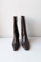 Logan Mid-Calf Boots - Dark Brown Croc