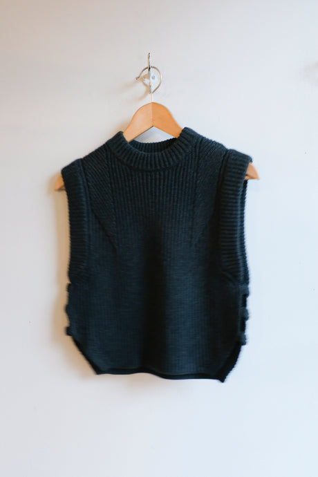 Soeur - Alky Knit Vest - Forest Green - flat front