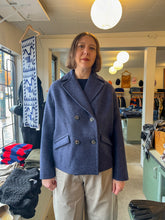 Load image into Gallery viewer, Soeur - Constant Short Wool Coat - Heather Navy - front
