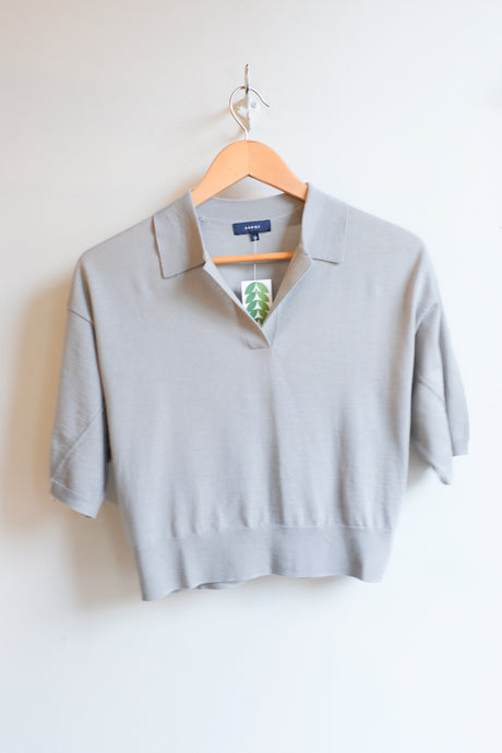 Soeur - Elton Fine Merino Polo - Green-Grey - flat front