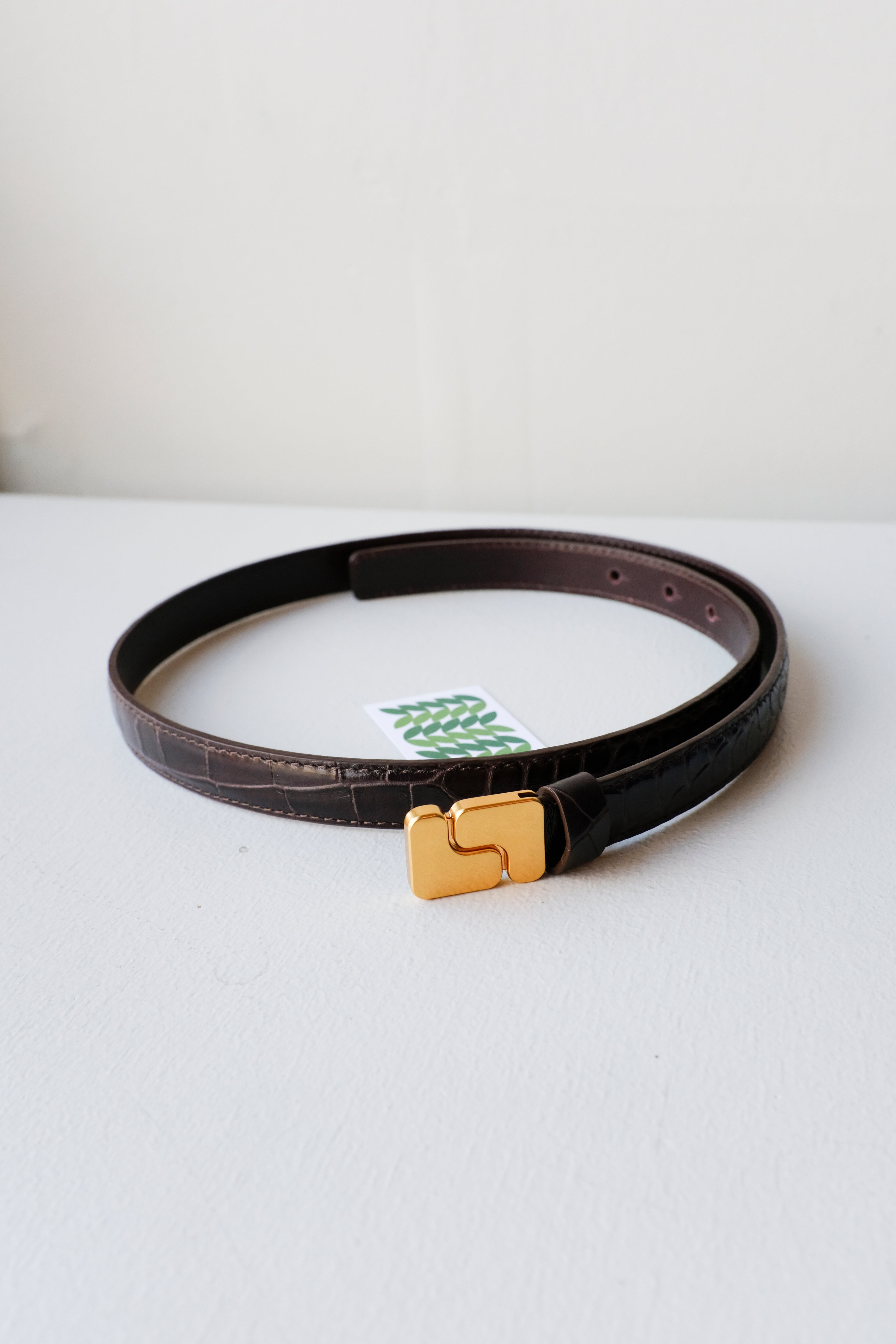 Soeur - Ninon Mini Belt - Dark Brown Croc 