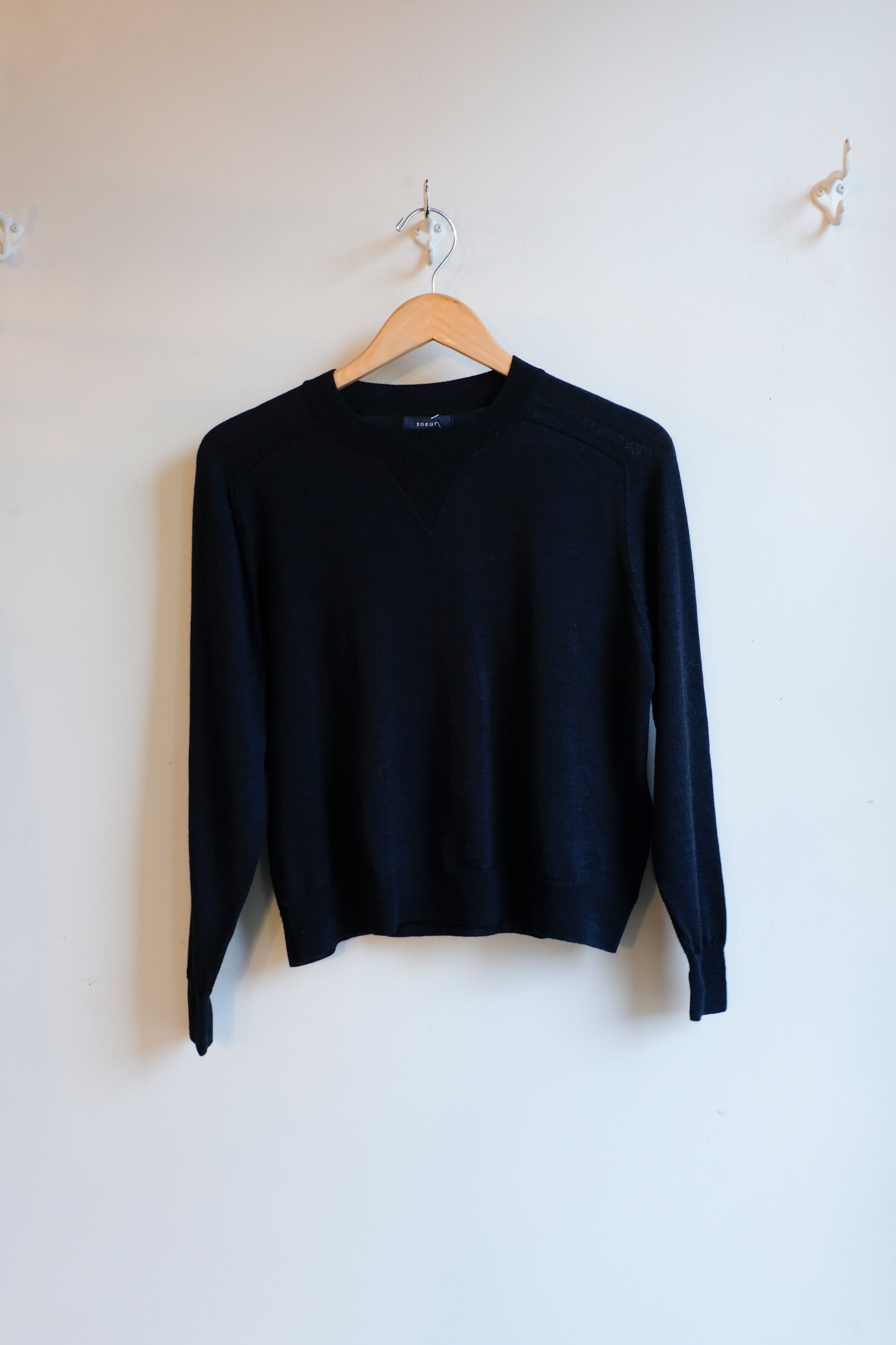Soeur - Pio Fine Merino Sweater - Navy - flat front