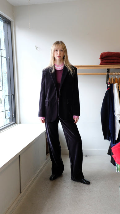 Soeur - Celestin Velvet Trousers - Charcoal Grey - flat front