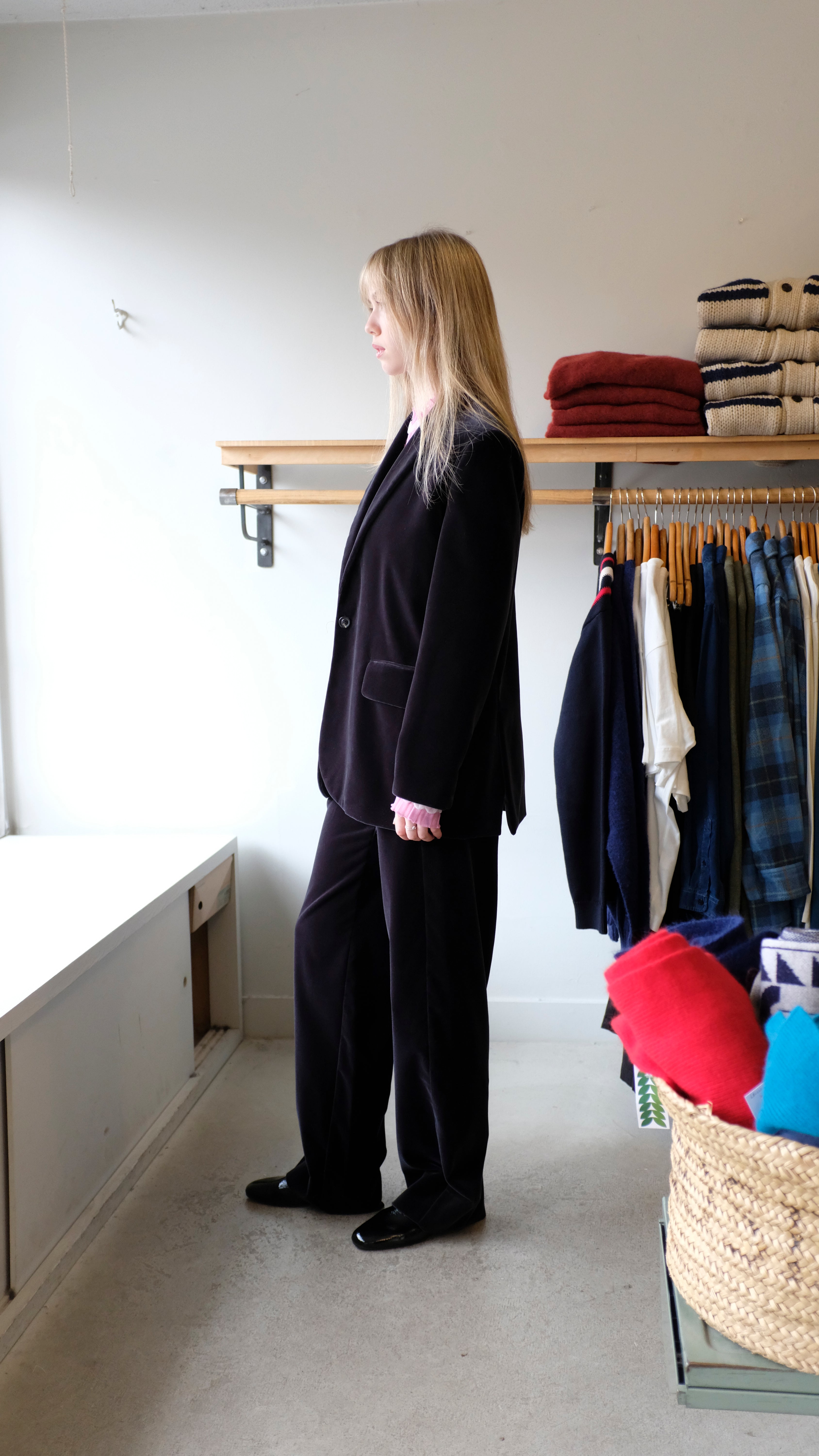 Soeur - Celestin Velvet Trousers - Charcoal Grey - flat side