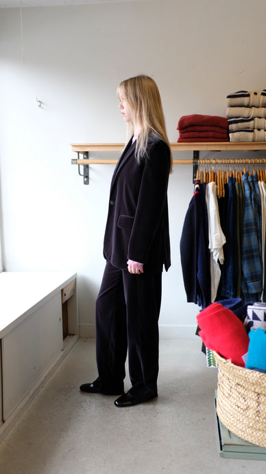 Soeur - Celestin Velvet Trousers - Charcoal Grey - flat side