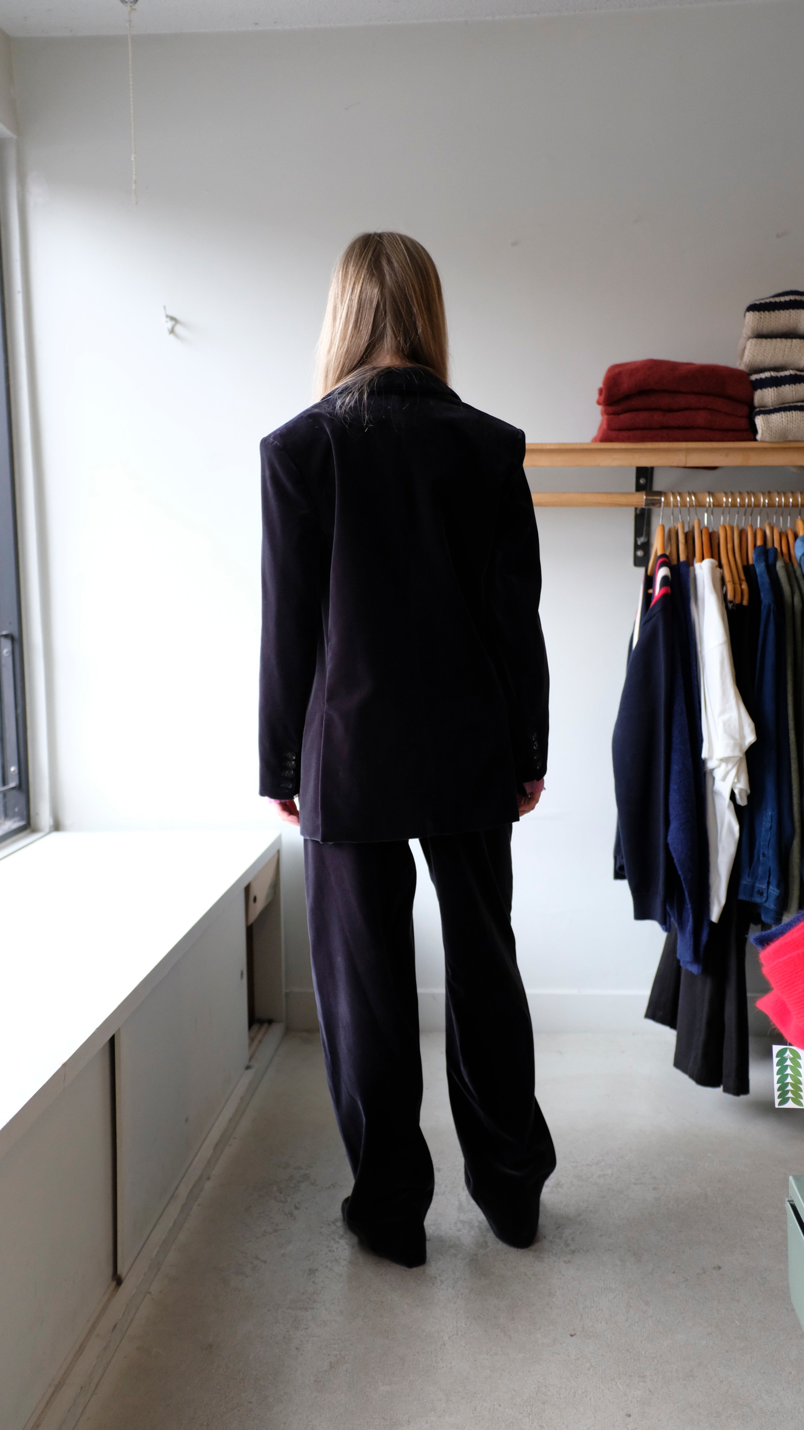 Soeur - Celestin Velvet Trousers - Charcoal Grey - flat back