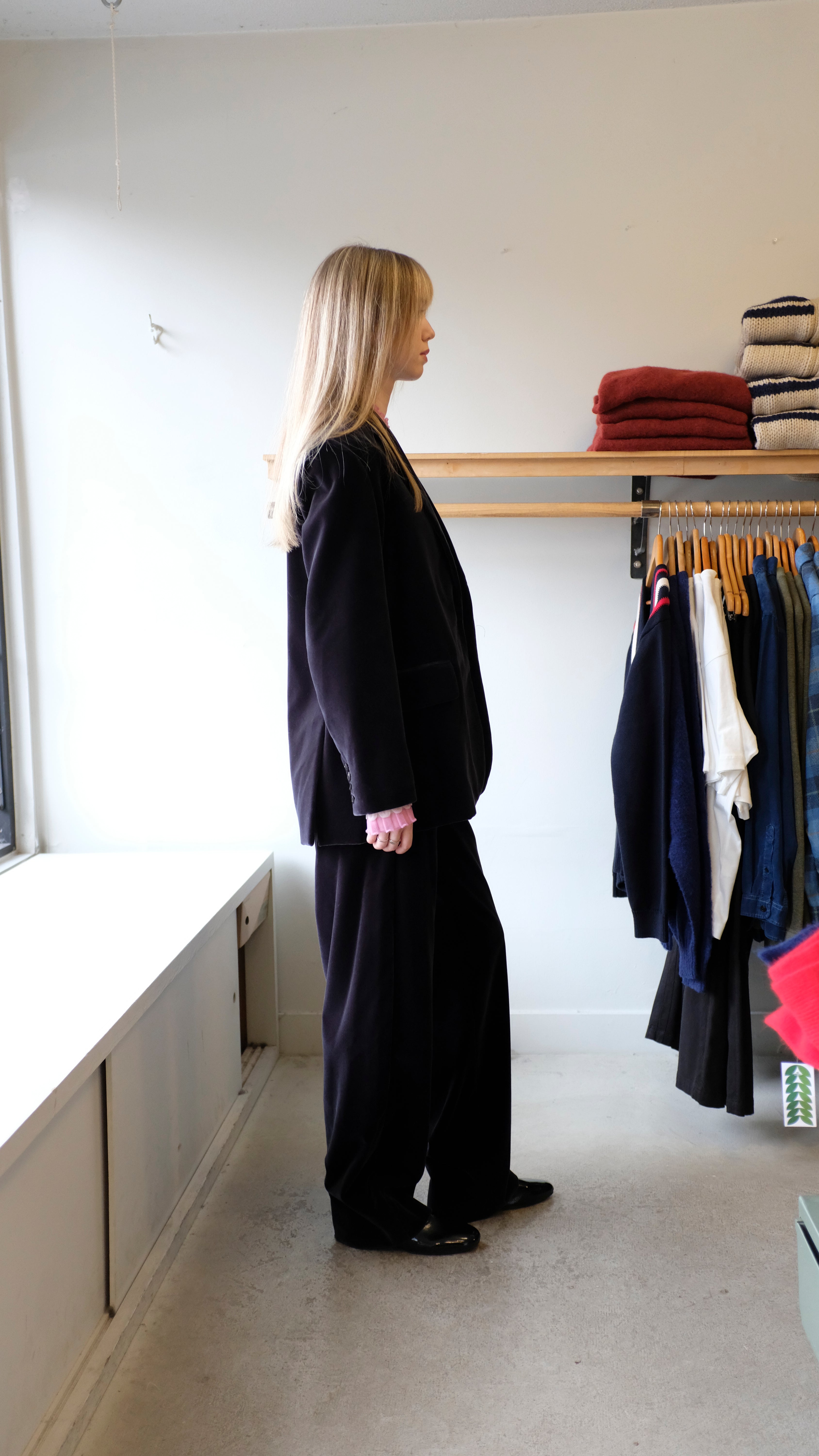 Soeur - Celestin Velvet Trousers - Charcoal Grey - flat side