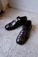 Velika - Fisherman Sandals - Dark Brown Croc - Flat - Front