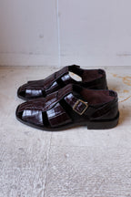 Velika - Fisherman Sandals - Dark Brown Croc - Flat - Side