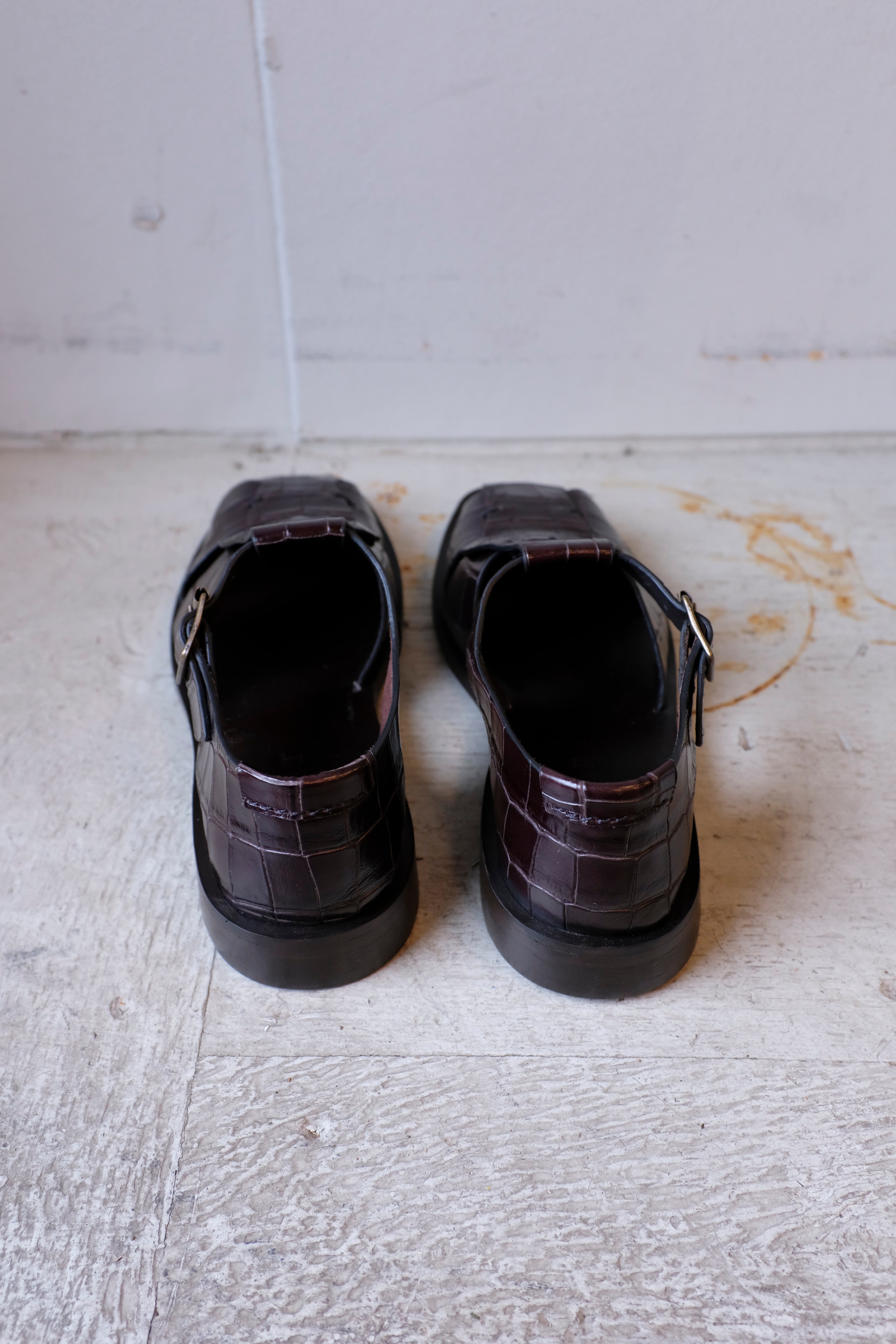 Velika - Fisherman Sandals - Dark Brown Croc - Flat - Back