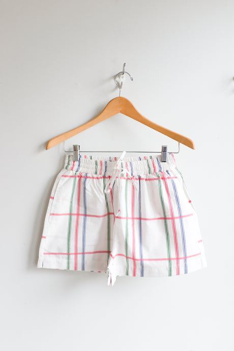 thinking Mu - Geranio Shorts - Cambric Stripes - flat front