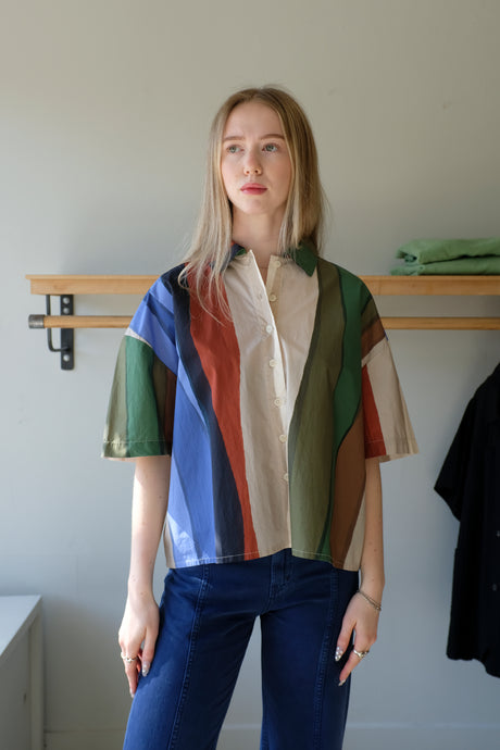 thinking Mu - Anna Blouse - River - front
