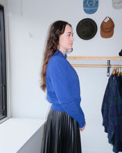 Load image into Gallery viewer, Thinking Mu - Sheena Knitted Sweater - Blue Trash - side
