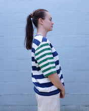 Load image into Gallery viewer, Thinking Mu - Yes T-Shirt - Stripes - side
