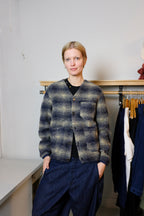 Universal Works - Cardigan UIST Fleece - Navy - flat front