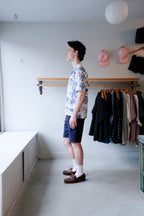 Universal Works Camp Shirt - White Toile Poplin
Clean Short - Navy Derby Stripe - side