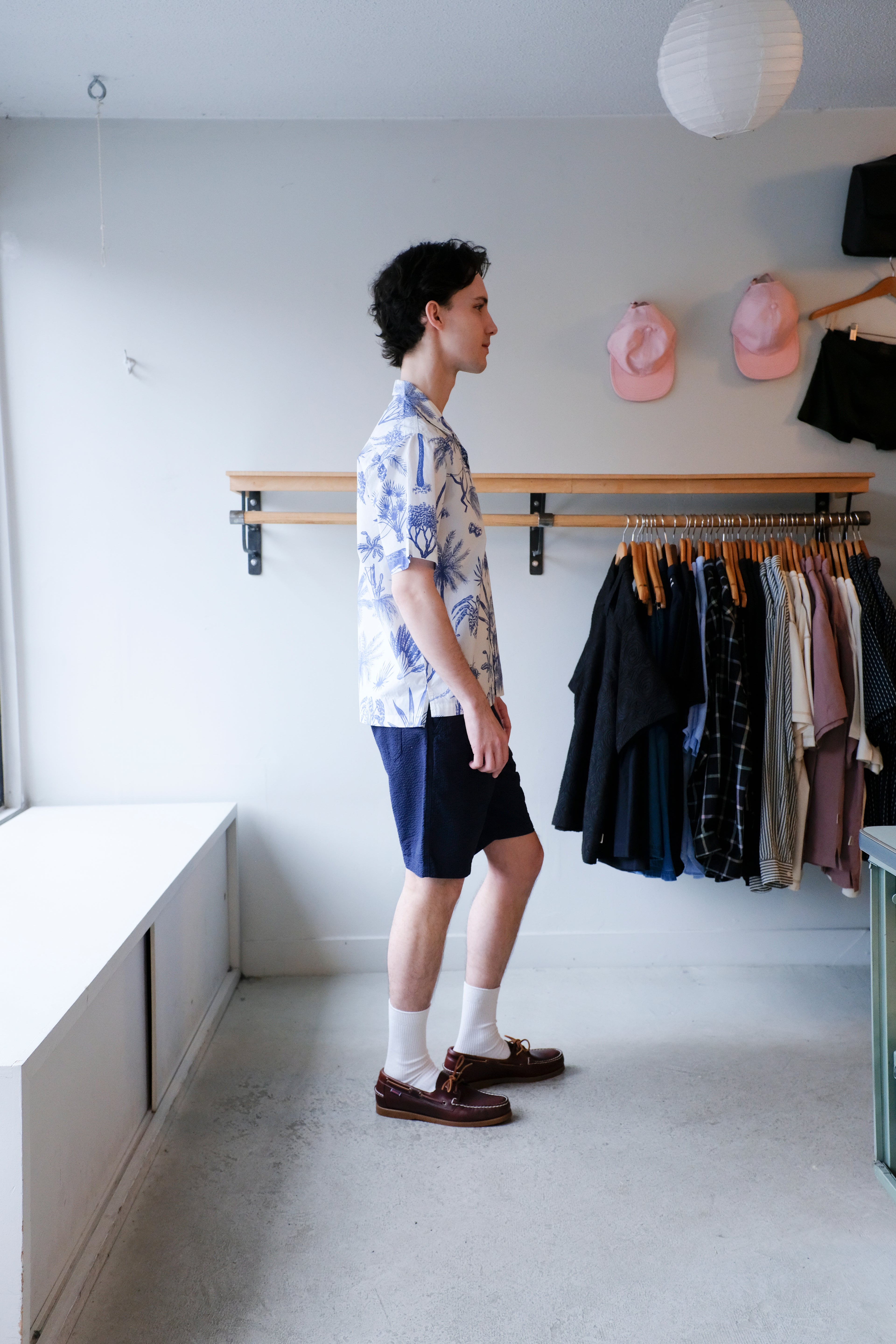 Universal Works Camp Shirt - White Toile Poplin
- Clean Short - Navy Derby Stripe - side