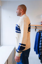 Langdale Cardigan - Sand/Navy Stripe