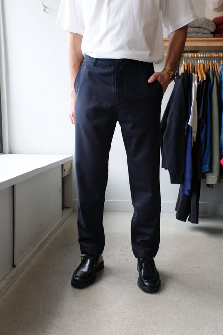 Universal Works - Military Chino - Dark Navy Tweed - flat front