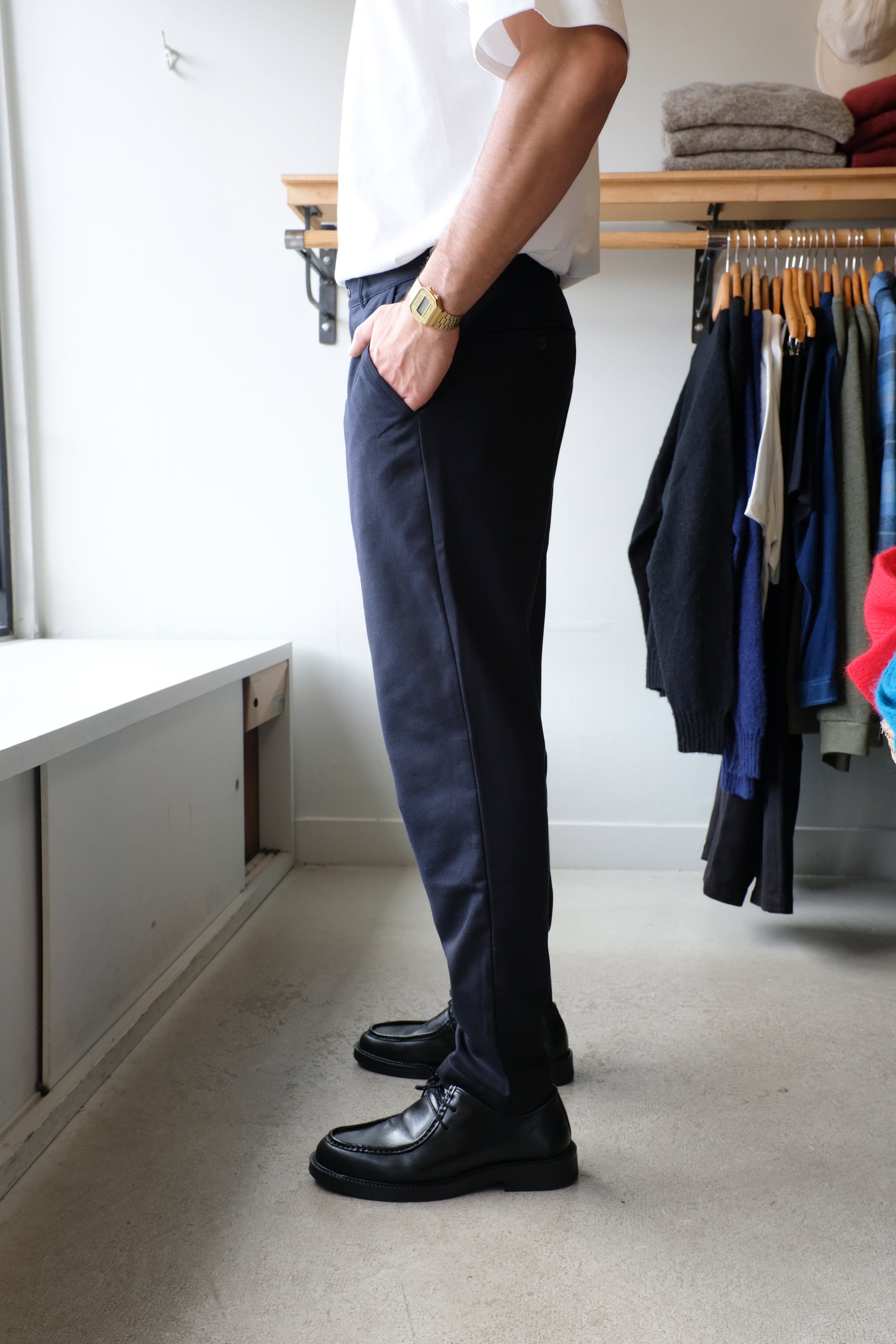 Universal Works - Military Chino - Dark Navy Tweed - flat side