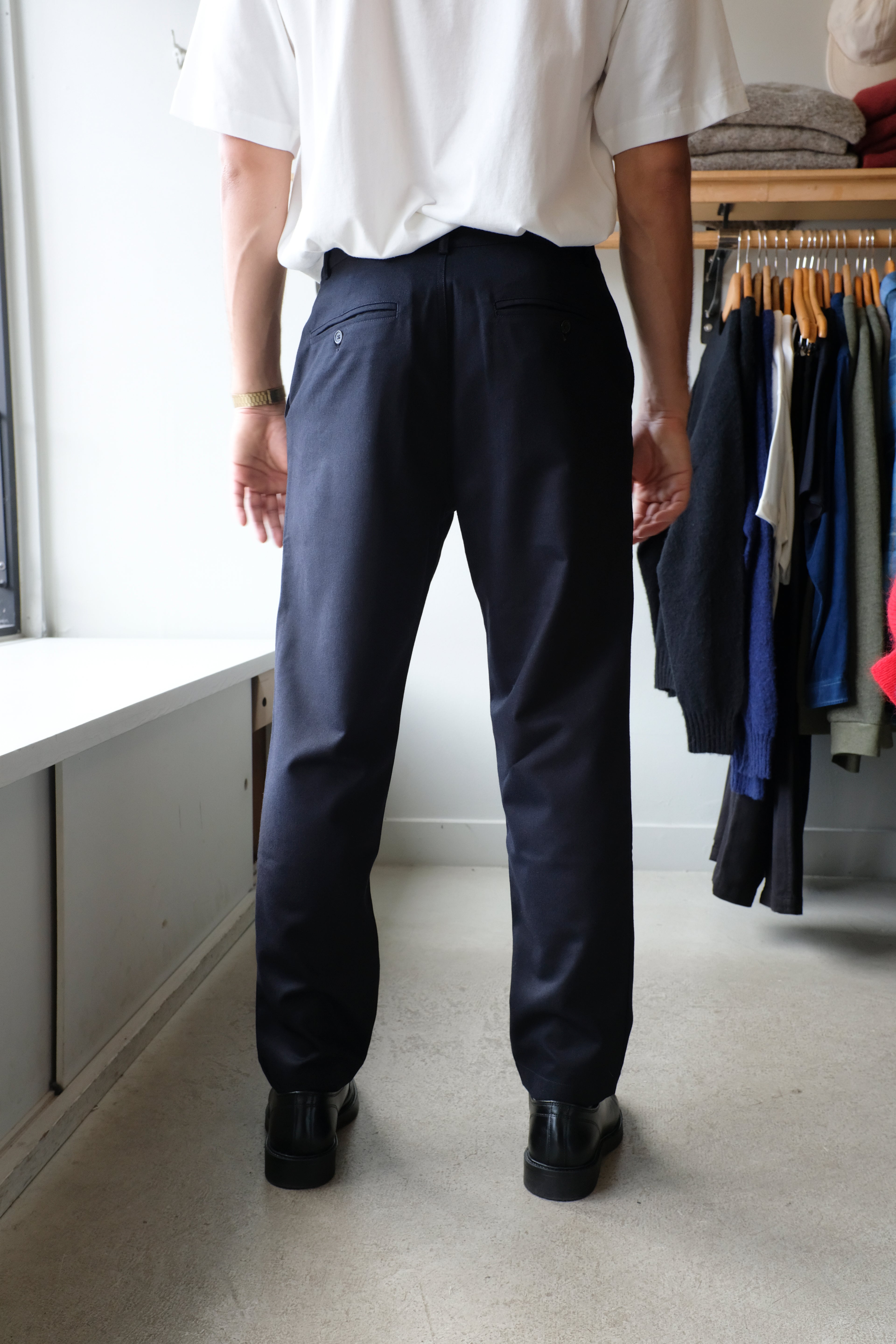 Universal Works - Military Chino - Dark Navy Tweed - flat back