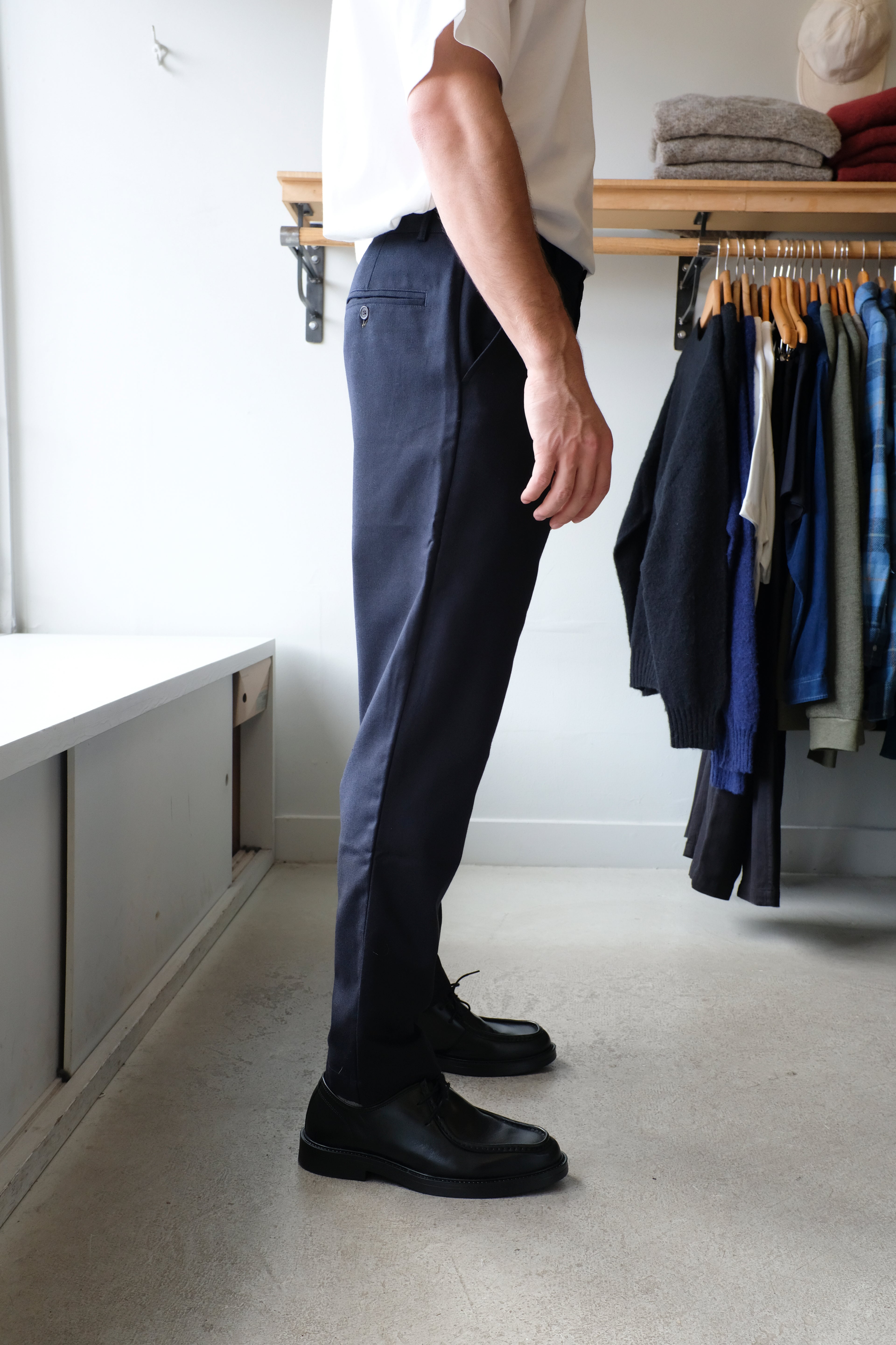 Universal Works - Military Chino - Dark Navy Tweed - flat side