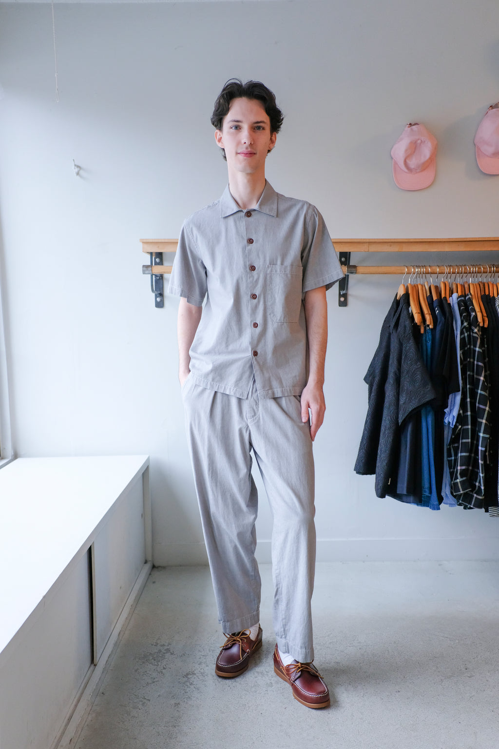 Universal Works - Oxford Pant - Grey Cotton - front
Universal Works - Fatigue Shirt - Grey Cotton - front