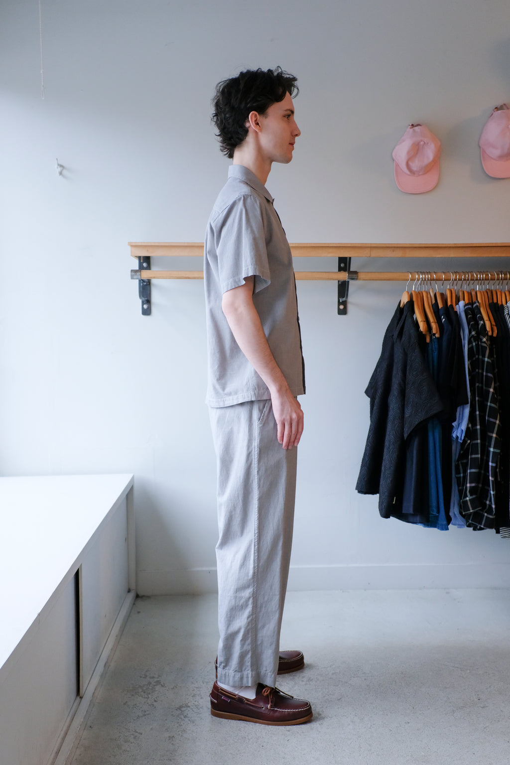 Universal Works - Fatigue Shirt - Grey Cotton - side
Universal Works - Oxford Pant - Grey Cotton - side