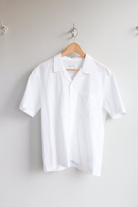 Universal Works - Road Shirt - White Seersucker - flat front
