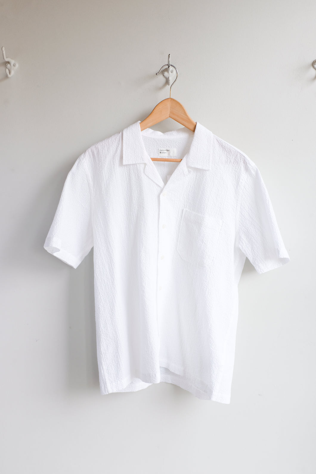 Universal Works - Road Shirt - White Seersucker - flat front
