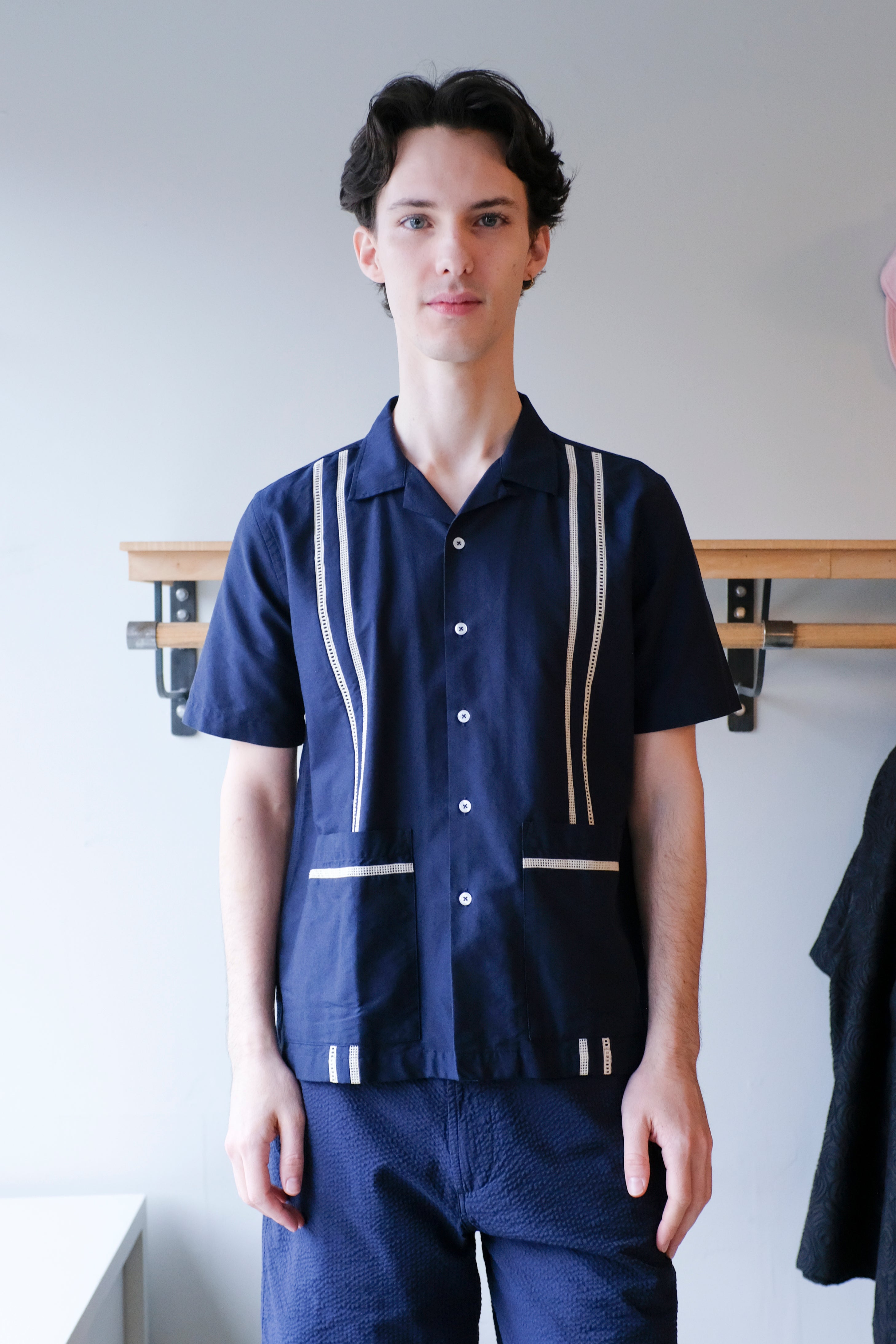 Universal Works - Tropicana Shirt - Navy Oxford - front