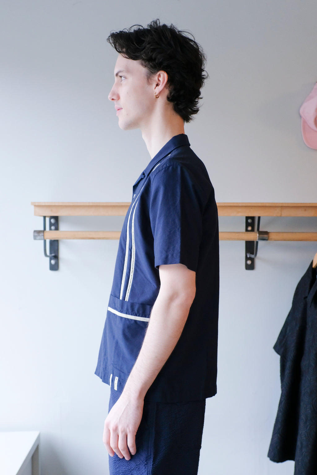 Universal Works - Tropicana Shirt - Navy Oxford - side