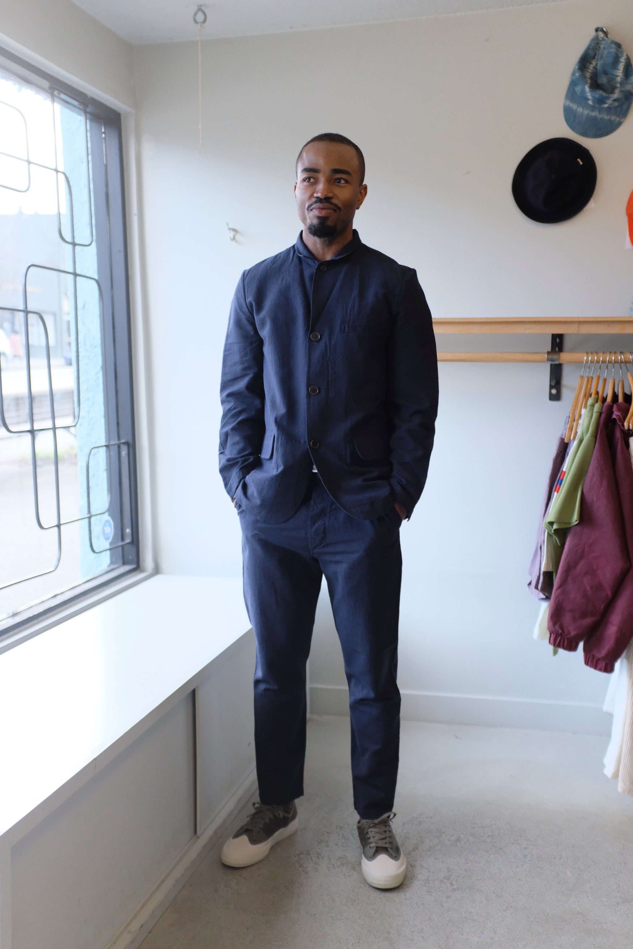 Capitol Jacket - Navy Cotton Linen – Eugene Choo