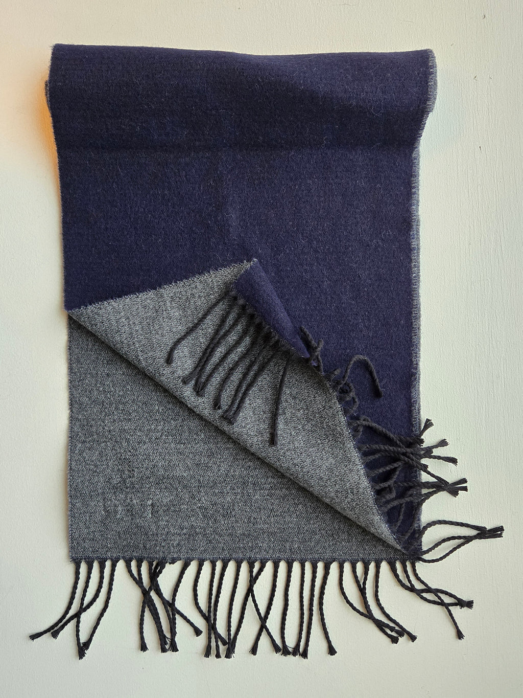 Universal Works - Double Sided Scarf - Navy Mid-Grey