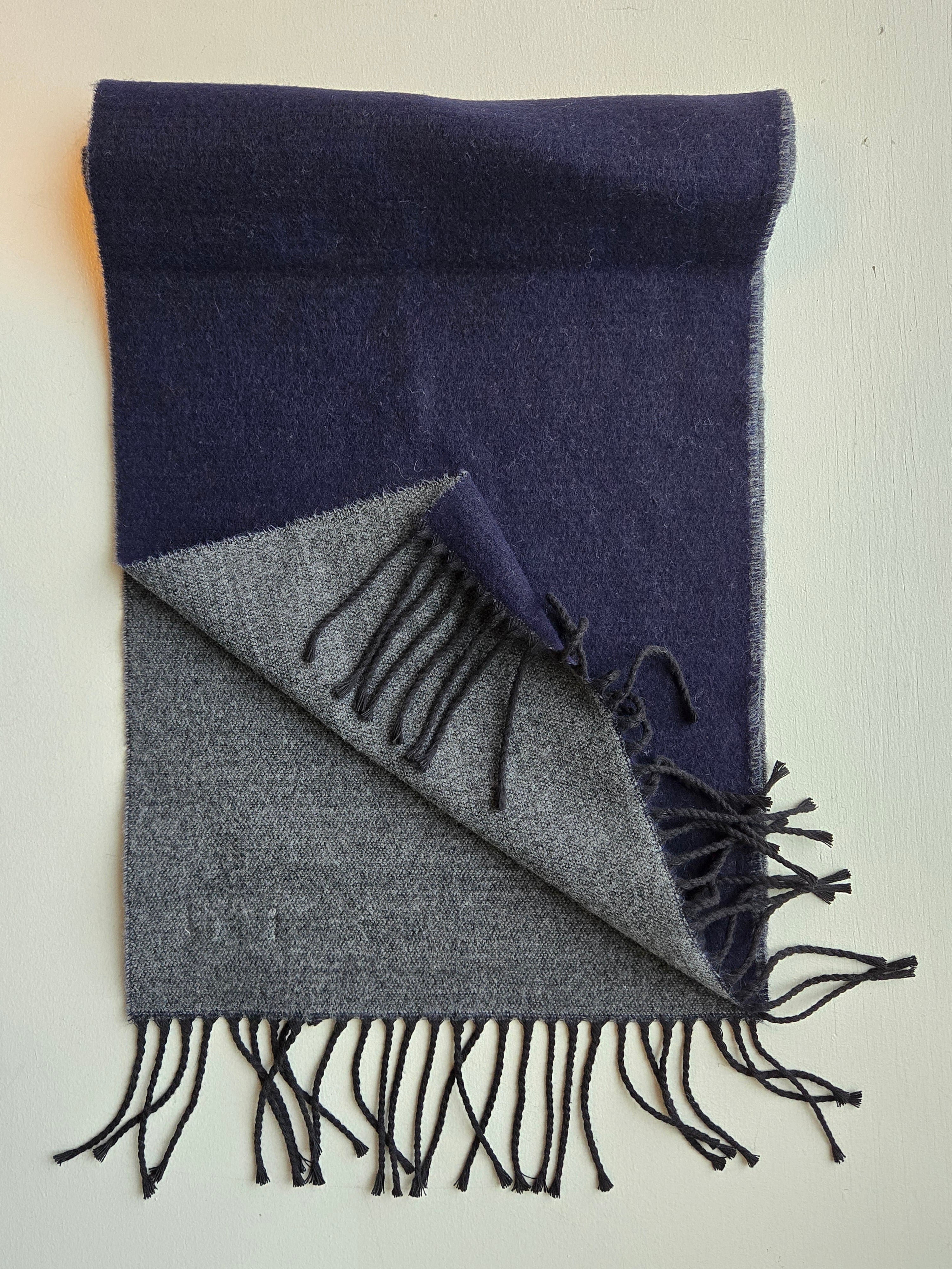 Universal Works - Double Sided Scarf - Navy Mid-Grey