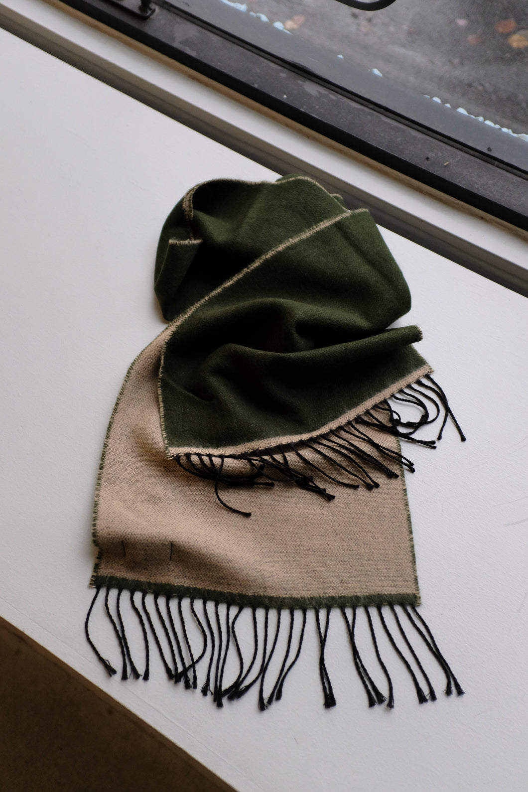 Universal Works  - Double Sided Scarf - Olive/Beige 