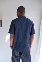 Load image into Gallery viewer, Universal works - Road Shirt - Navy Stripe Linen - back
