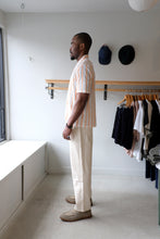 Load image into Gallery viewer, Universal Works - Road Shirt - Road Shirt - White/Orange Stripe - side
