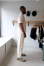 Load image into Gallery viewer, Universal Works - Road Shirt - Road Shirt - White/Orange Stripe - side
