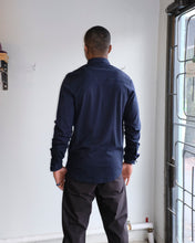 Load image into Gallery viewer, wemoto - Shaw Longsleeve Shirt - Navy Blue/Black - back
