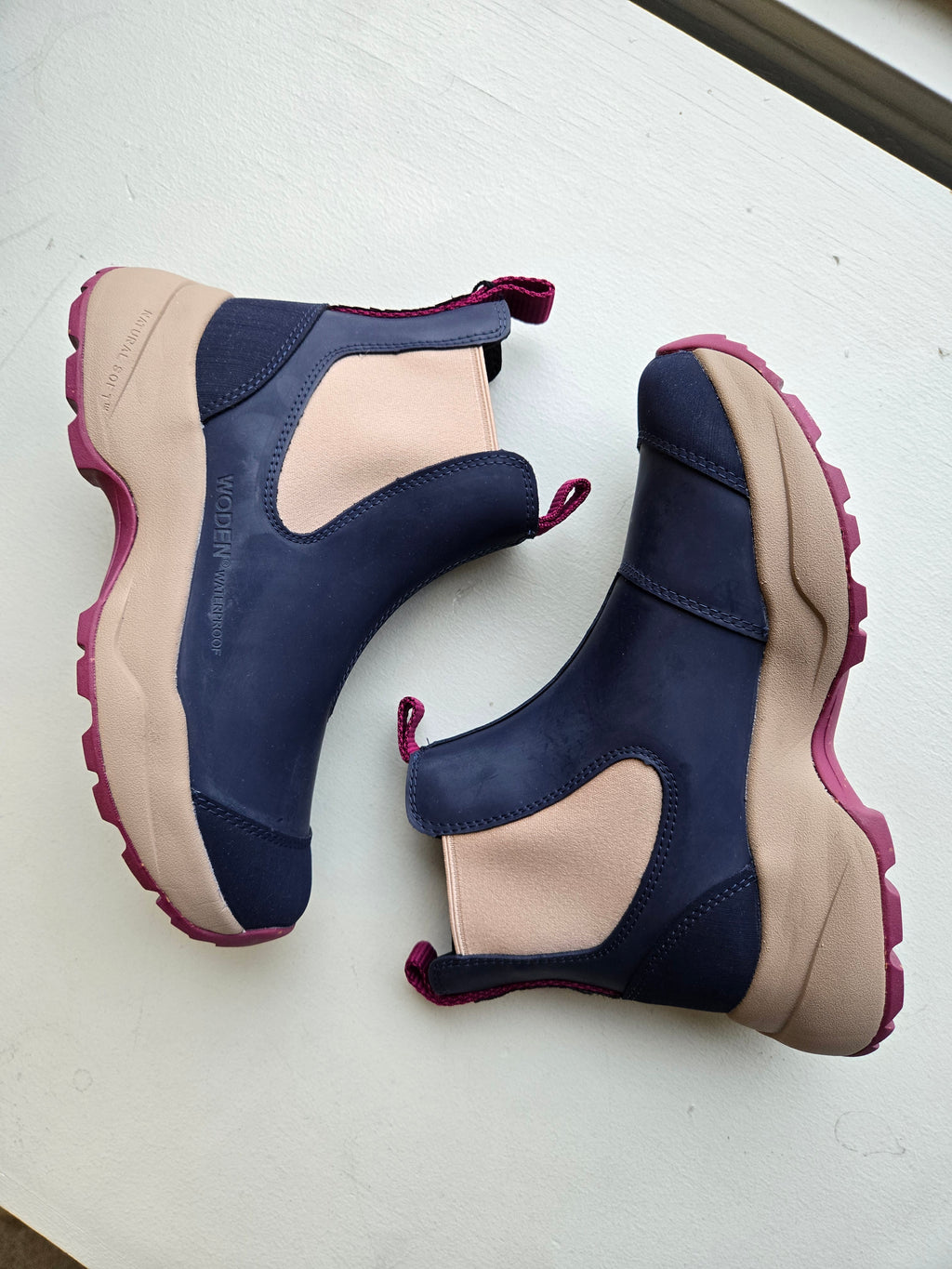 Woden Siri Waterproof Boot - Dark Navy/Taupe