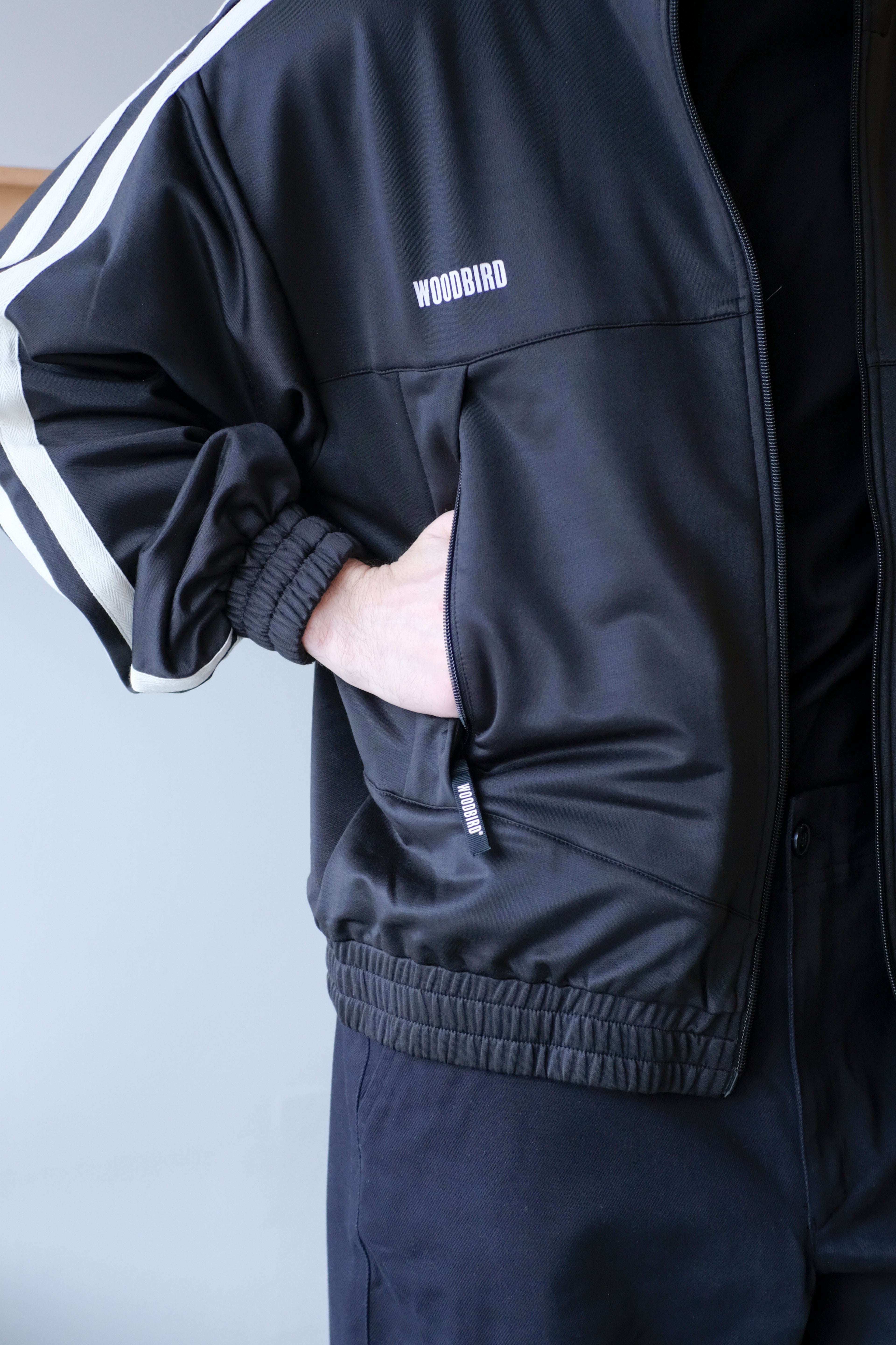 Woodbird - Chang Track Jacket - Black - detail