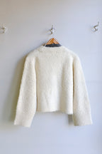 Woodbird - EA Teddy Cardigan - Off White - flat back