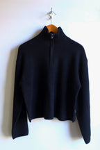 Woodbird - Fang Half Zip Knit Sweater - Black - flat front
