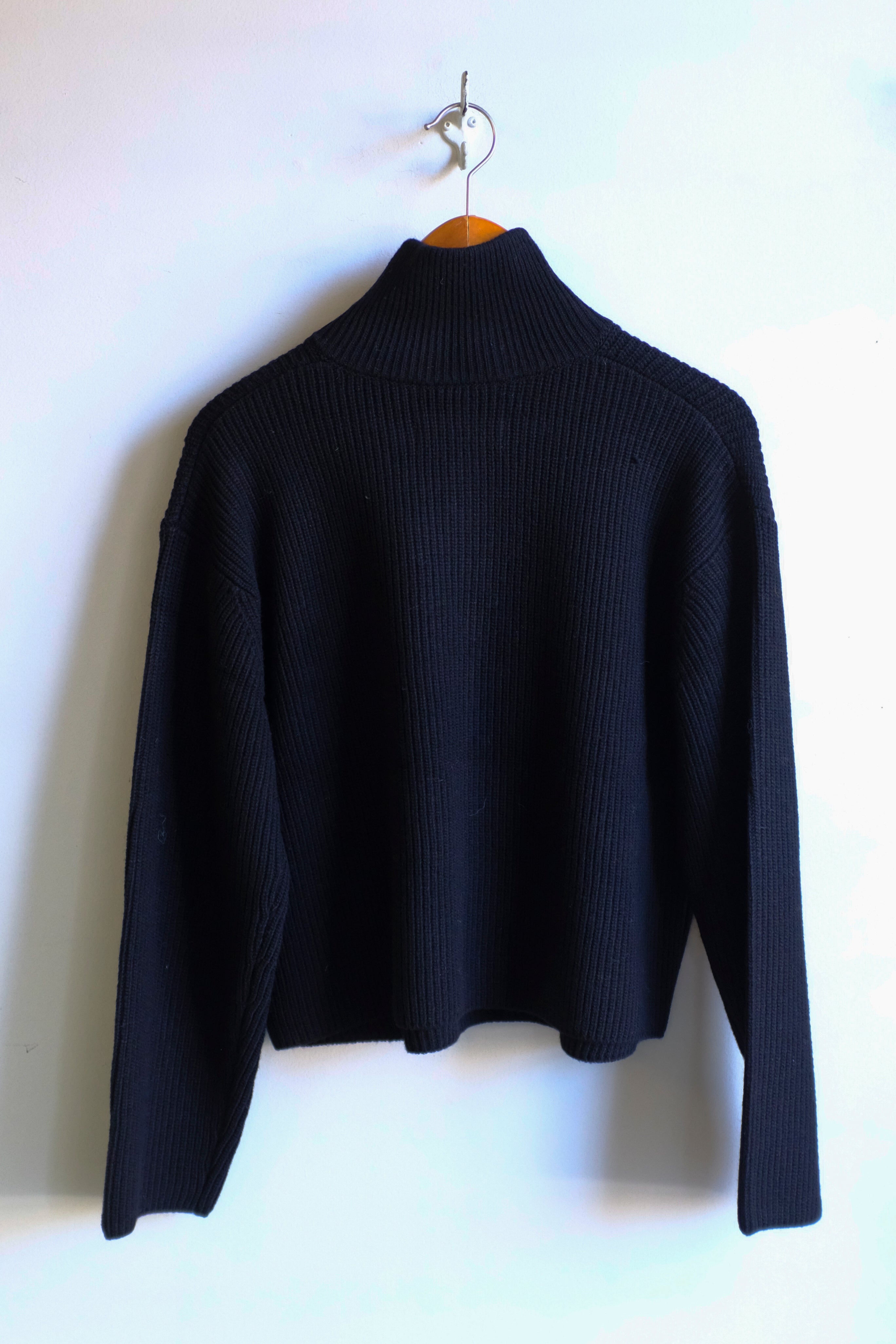 Woodbird - Fang Half Zip Knit Sweater - Black - flat back